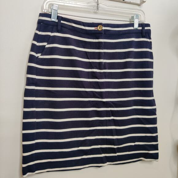 Boden Navy & White Striped Mini Skirt Size 8 Long - Picture 1 of 10
